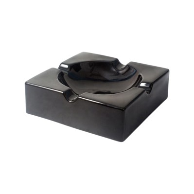 Modern Large Square Ceramic Smokeless Cigar Ashtray Black Glaze Modern Large Square Ceramic Smokeless Cigar Ashtray Black Glaze