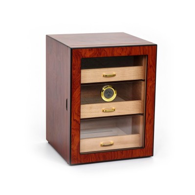 Desktop Cigar Cabinet Wooden Humidor with Accessory Drawer Desktop Cigar Cabinet Wooden Humidor with Accessory Drawer