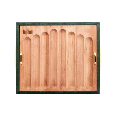 Leather and Cedar Double-Layer Eight-Slot Cigar Box Portable Foldable Durable