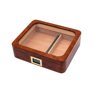 Transparent Glass Window Portable Cedar Wood Humidifier Large Capacity Cigar Humidor