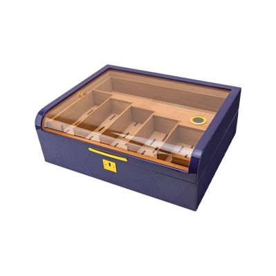 Luxury Lacquer Handmade Portable Cigar Display Cabinet Spanish Cedar Purple Cigar Box Holds 250 Cigars