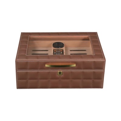 Luxury Lacquer Wooden Cigar Humidor Glass Top Display Set Luxury Lacquer Wooden Cigar Humidor Glass Top Display Set