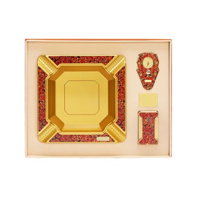 Full Print Stainless Steel 3-in-1 Cigar Set Lighter Cutter Ashtray Full Print Stainless Steel 3-in-1 Cigar Set Lighter Cutter Ashtray
