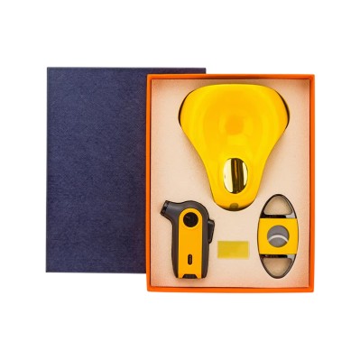 Luxury Portable Cigar Gift Set with Ashtray Cigar Cutter Triple Jet Gas Lighter Luxury Portable Cigar Gift Set with Ashtray Cigar Cutter Triple Jet Gas Lighter